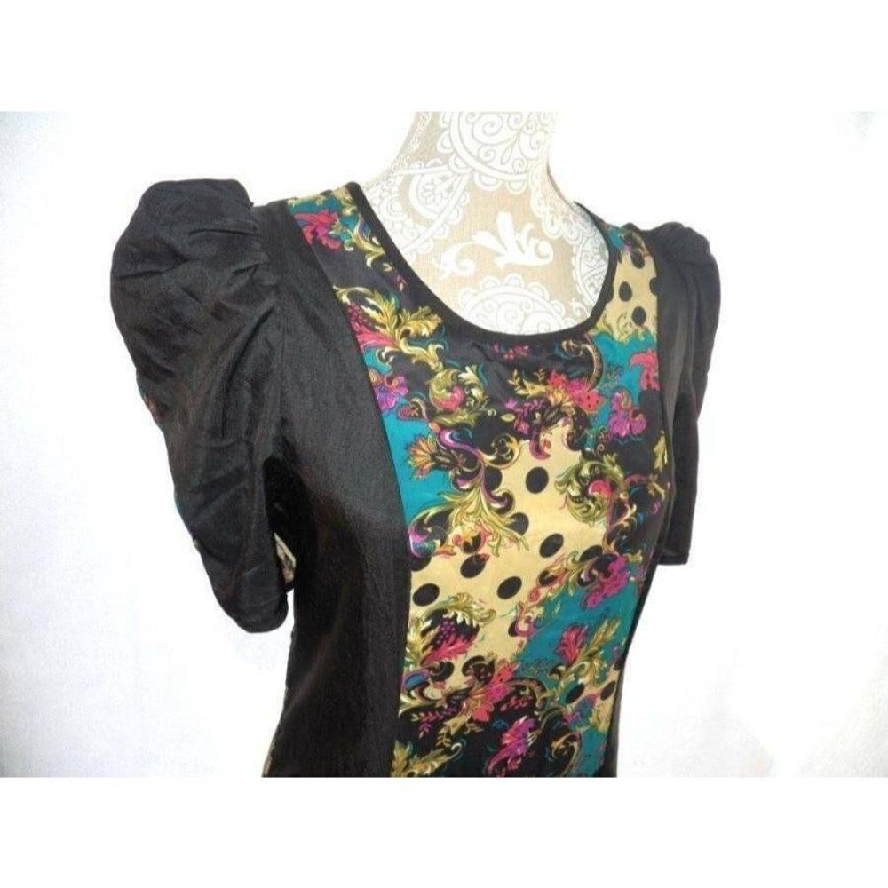 JM Royal Fashion Women's S Black Floral Hawaiian Fitted Dress Muu Muu Hawaii
